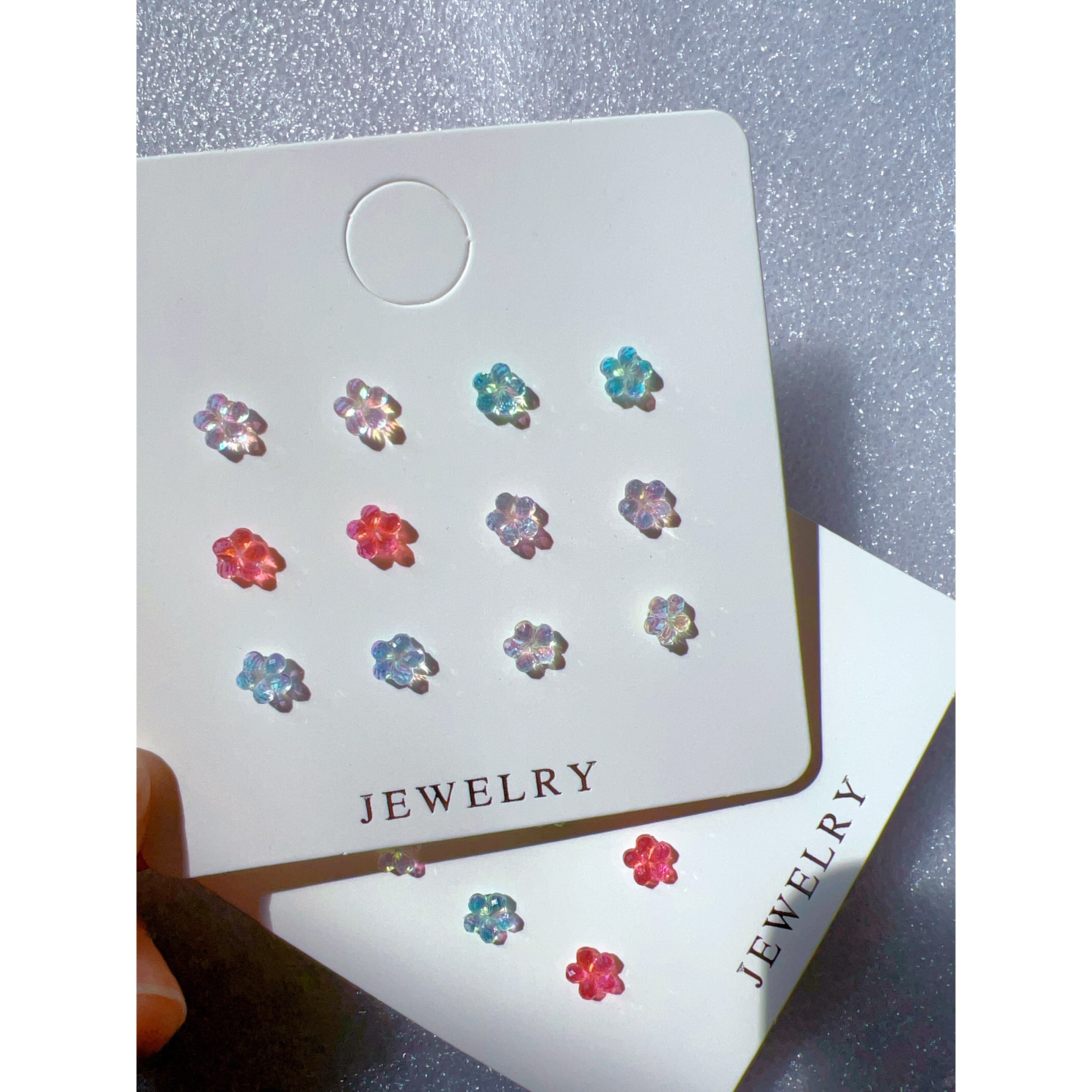 12pcs Small Flower Resin Earring Set with Plastic Ear Needles